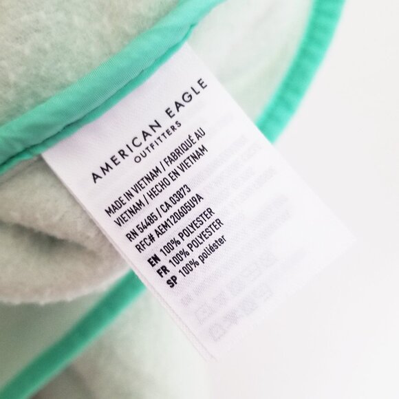American Eagle Overesized Fleece Sherpa Snap Jacket Size M Mint Green Sea Foam - Picture 10 of 16